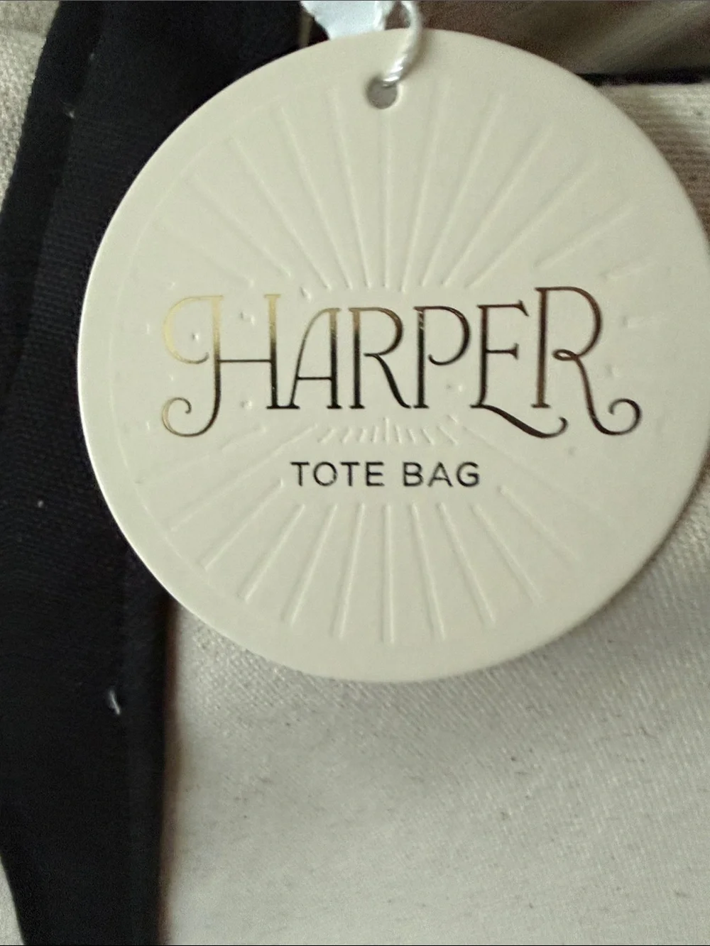 Harper Cream and Black Canvas Tote